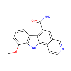 COc1cccc2c1[nH]c1c3ccncc3cc(C(N)=O)c21 ZINC000217054383