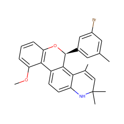 COc1cccc2c1-c1ccc3c(c1[C@H](c1cc(C)cc(Br)c1)O2)C(C)=CC(C)(C)N3 ZINC000013863761