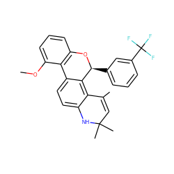 COc1cccc2c1-c1ccc3c(c1[C@H](c1cccc(C(F)(F)F)c1)O2)C(C)=CC(C)(C)N3 ZINC000013863755