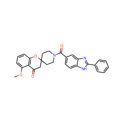 COc1cccc2c1C(=O)CC1(CCN(C(=O)c3ccc4[nH]c(-c5ccccc5)nc4c3)CC1)O2 ZINC000049069522