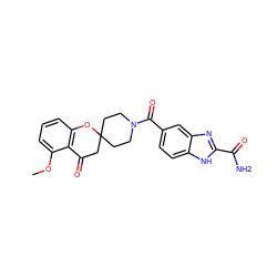 COc1cccc2c1C(=O)CC1(CCN(C(=O)c3ccc4[nH]c(C(N)=O)nc4c3)CC1)O2 ZINC000049112677