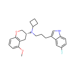 COc1cccc2c1C[C@@H](N(CCCc1c[nH]c3ccc(F)cc13)C1CCC1)CO2 ZINC000034576175