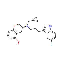 COc1cccc2c1C[C@H](N(CCCc1c[nH]c3ccc(F)cc13)CC1CC1)CO2 ZINC000036248226