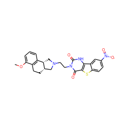 COc1cccc2c1CC[C@H]1CN(CCn3c(=O)[nH]c4c(sc5ccc([N+](=O)[O-])cc54)c3=O)C[C@@H]21 ZINC000013807875