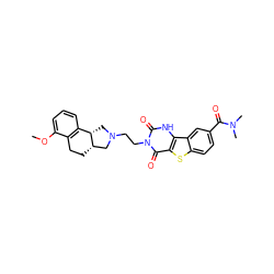 COc1cccc2c1CC[C@H]1CN(CCn3c(=O)[nH]c4c(sc5ccc(C(=O)N(C)C)cc54)c3=O)C[C@@H]21 ZINC000013807873