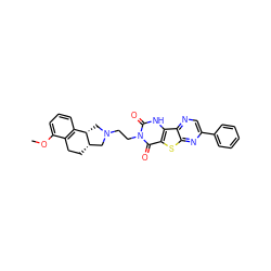 COc1cccc2c1CC[C@H]1CN(CCn3c(=O)[nH]c4c(sc5nc(-c6ccccc6)cnc54)c3=O)C[C@@H]21 ZINC000029390439