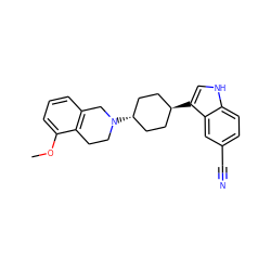 COc1cccc2c1CCN([C@H]1CC[C@H](c3c[nH]c4ccc(C#N)cc43)CC1)C2 ZINC000100890157