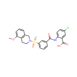 COc1cccc2c1CCN(S(=O)(=O)c1cccc(C(=O)Nc3ccc(Cl)cc3C(=O)O)c1)C2 ZINC000040943237