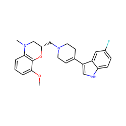 COc1cccc2c1O[C@@H](CN1CC=C(c3c[nH]c4ccc(F)cc34)CC1)CN2C ZINC000013916882