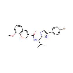 COc1cccc2c1OCC(C(=O)N[C@H](c1ncc(-c3ccc(Br)cc3)[nH]1)C(C)C)=C2 ZINC001772606932