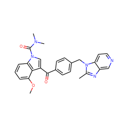 COc1cccc2c1c(C(=O)c1ccc(Cn3c(C)nc4cnccc43)cc1)cn2C(=O)N(C)C ZINC000013776626