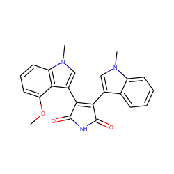 COc1cccc2c1c(C1=C(c3cn(C)c4ccccc34)C(=O)NC1=O)cn2C ZINC000013447806