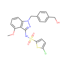 COc1cccc2c1c(NS(=O)(=O)c1ccc(Cl)s1)nn2Cc1ccc(CO)cc1 ZINC000084586528