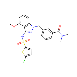 COc1cccc2c1c(NS(=O)(=O)c1ccc(Cl)s1)nn2Cc1cccc(C(=O)N(C)C)c1 ZINC000084617346