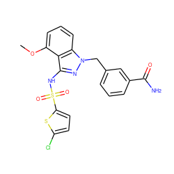 COc1cccc2c1c(NS(=O)(=O)c1ccc(Cl)s1)nn2Cc1cccc(C(N)=O)c1 ZINC000084617652