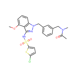 COc1cccc2c1c(NS(=O)(=O)c1ccc(Cl)s1)nn2Cc1cccc(CN(C)C(C)=O)c1 ZINC000084617850