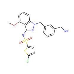 COc1cccc2c1c(NS(=O)(=O)c1ccc(Cl)s1)nn2Cc1cccc(CN)c1 ZINC000084586531