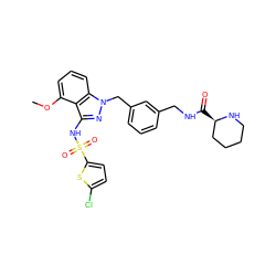 COc1cccc2c1c(NS(=O)(=O)c1ccc(Cl)s1)nn2Cc1cccc(CNC(=O)[C@@H]2CCCCN2)c1 ZINC000095585790