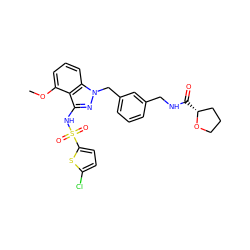 COc1cccc2c1c(NS(=O)(=O)c1ccc(Cl)s1)nn2Cc1cccc(CNC(=O)[C@@H]2CCCO2)c1 ZINC000095585622