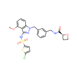 COc1cccc2c1c(NS(=O)(=O)c1ccc(Cl)s1)nn2Cc1cccc(CNC(=O)[C@@H]2CCO2)c1 ZINC000095583550