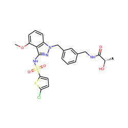 COc1cccc2c1c(NS(=O)(=O)c1ccc(Cl)s1)nn2Cc1cccc(CNC(=O)[C@H](C)O)c1 ZINC000084618887