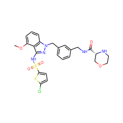 COc1cccc2c1c(NS(=O)(=O)c1ccc(Cl)s1)nn2Cc1cccc(CNC(=O)[C@H]2COCCN2)c1 ZINC000095583662