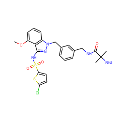 COc1cccc2c1c(NS(=O)(=O)c1ccc(Cl)s1)nn2Cc1cccc(CNC(=O)C(C)(C)N)c1 ZINC000095585536