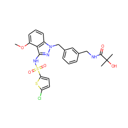 COc1cccc2c1c(NS(=O)(=O)c1ccc(Cl)s1)nn2Cc1cccc(CNC(=O)C(C)(C)O)c1 ZINC000084618892