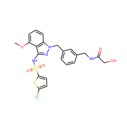 COc1cccc2c1c(NS(=O)(=O)c1ccc(Cl)s1)nn2Cc1cccc(CNC(=O)CO)c1 ZINC000084617856