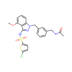 COc1cccc2c1c(NS(=O)(=O)c1ccc(Cl)s1)nn2Cc1cccc(CNC(C)=O)c1 ZINC000084617849