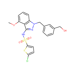 COc1cccc2c1c(NS(=O)(=O)c1ccc(Cl)s1)nn2Cc1cccc(CO)c1 ZINC000084617650