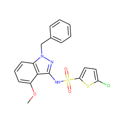 COc1cccc2c1c(NS(=O)(=O)c1ccc(Cl)s1)nn2Cc1ccccc1 ZINC000084617654