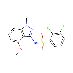 COc1cccc2c1c(NS(=O)(=O)c1cccc(Cl)c1Cl)nn2C ZINC000299835945