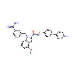 COc1cccc2c1cc(C(=O)NCc1ccc(-c3cc[n+](C)cc3)cc1)n2Cc1cccc(C(=N)N)c1 ZINC000014954008