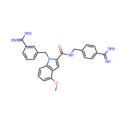 COc1cccc2c1cc(C(=O)NCc1ccc(C(=N)N)cc1)n2Cc1cccc(C(=N)N)c1 ZINC000003831896