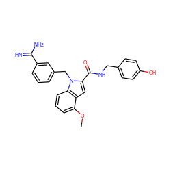 COc1cccc2c1cc(C(=O)NCc1ccc(O)cc1)n2Cc1cccc(C(=N)N)c1 ZINC000003831836