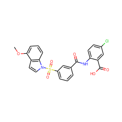 COc1cccc2c1ccn2S(=O)(=O)c1cccc(C(=O)Nc2ccc(Cl)cc2C(=O)O)c1 ZINC000040424310