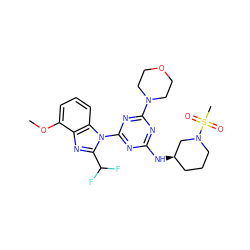 COc1cccc2c1nc(C(F)F)n2-c1nc(N[C@@H]2CCCN(S(C)(=O)=O)C2)nc(N2CCOCC2)n1 ZINC000144956177