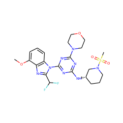 COc1cccc2c1nc(C(F)F)n2-c1nc(N[C@H]2CCCN(S(C)(=O)=O)C2)nc(N2CCOCC2)n1 ZINC000144956379