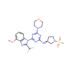 COc1cccc2c1nc(C(F)F)n2-c1nc(N[C@H]2CCN(S(C)(=O)=O)C2)nc(N2CCOCC2)n1 ZINC000139073310