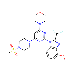 COc1cccc2c1nc(C(F)F)n2-c1nc(N2CCOCC2)cc(N2CCN(S(C)(=O)=O)CC2)n1 ZINC000113914792