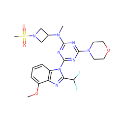 COc1cccc2c1nc(C(F)F)n2-c1nc(N2CCOCC2)nc(N(C)C2CN(S(C)(=O)=O)C2)n1 ZINC000113914809