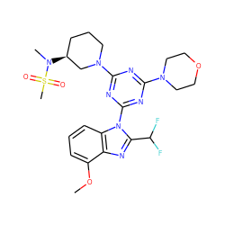 COc1cccc2c1nc(C(F)F)n2-c1nc(N2CCOCC2)nc(N2CCC[C@H](N(C)S(C)(=O)=O)C2)n1 ZINC000139081808