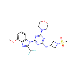 COc1cccc2c1nc(C(F)F)n2-c1nc(NC2CN(S(C)(=O)=O)C2)nc(N2CCOCC2)n1 ZINC000113914782