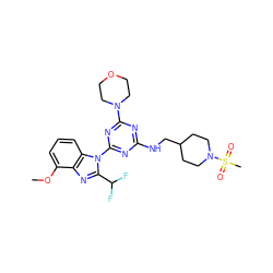 COc1cccc2c1nc(C(F)F)n2-c1nc(NCC2CCN(S(C)(=O)=O)CC2)nc(N2CCOCC2)n1 ZINC000113914735