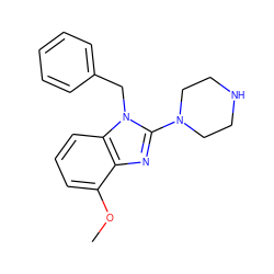 COc1cccc2c1nc(N1CCNCC1)n2Cc1ccccc1 ZINC000013761046