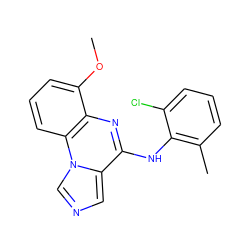 COc1cccc2c1nc(Nc1c(C)cccc1Cl)c1cncn12 ZINC000013860301