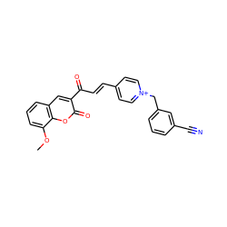 COc1cccc2cc(C(=O)/C=C/c3cc[n+](Cc4cccc(C#N)c4)cc3)c(=O)oc12 ZINC000095560612