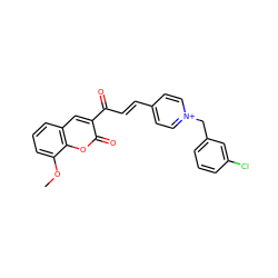 COc1cccc2cc(C(=O)/C=C/c3cc[n+](Cc4cccc(Cl)c4)cc3)c(=O)oc12 ZINC000095563841