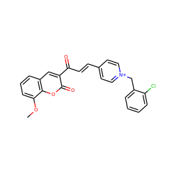 COc1cccc2cc(C(=O)/C=C/c3cc[n+](Cc4ccccc4Cl)cc3)c(=O)oc12 ZINC000095560639